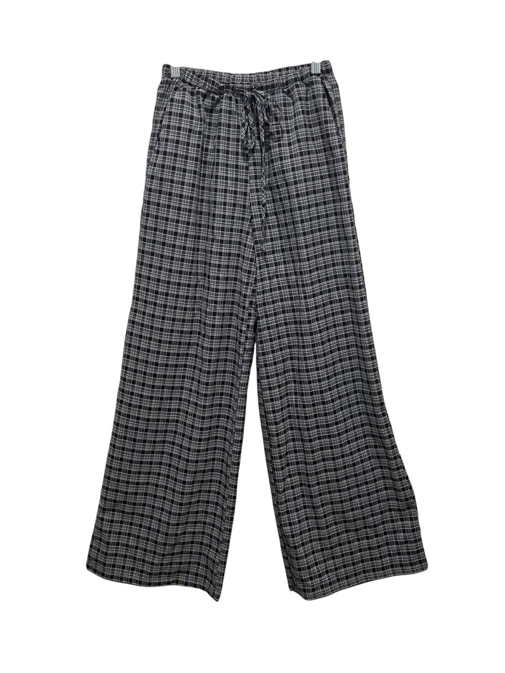 Daisy St Plaid Wide Leg Pull On Pants Gray Black Women’s US Small Drawstring